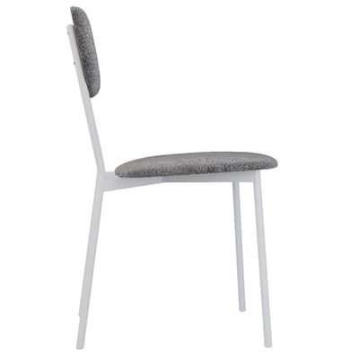 Cadeira Estofada Para Sala De Jantar Village Branco C01 Linho Prata - Lyam Decor
