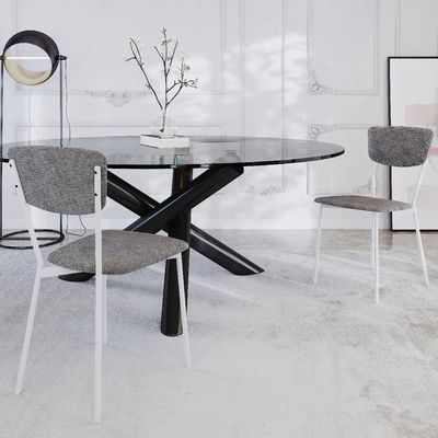 Cadeira Estofada Para Sala De Jantar Village Branco C01 Linho Prata - Lyam Decor