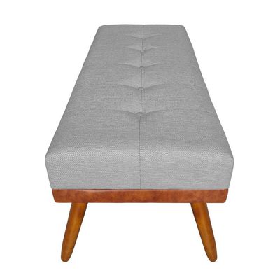Banco Estofado Roma 140cm Courissimo Nozes-linho Cinza - Inova Decorações