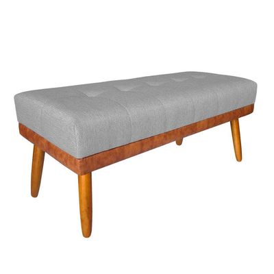 Banco Estofado Roma 140cm Courissimo Nozes-linho Cinza - Inova Decorações