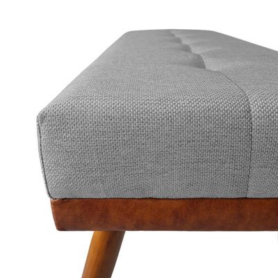 Banco Estofado Roma 140cm Courissimo Nozes-linho Cinza - Inova Decorações
