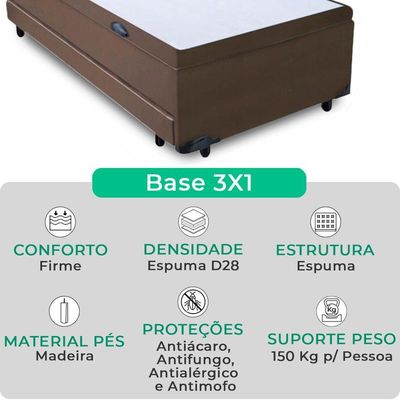 Bicama Box Baú Com Cama Auxiliar Solteiro 88x188x44 Marrom