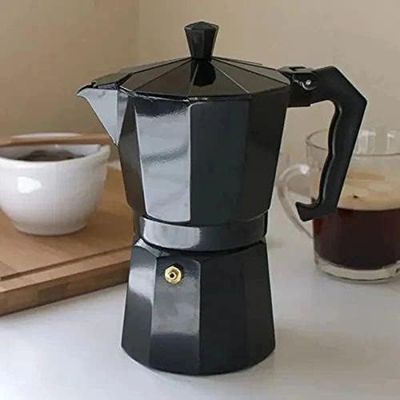 Cafeteira Italiana 6 Xícaras Café Chaleira Aluminio Preta Expresso BCS