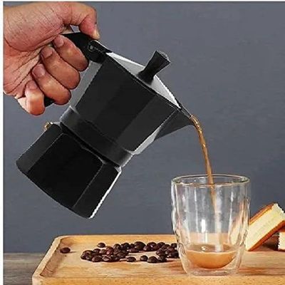 Cafeteira Italiana 6 Xícaras Café Chaleira Aluminio Preta Expresso BCS