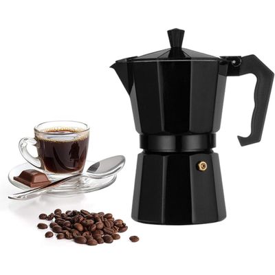 Cafeteira Italiana 6 Xícaras Café Chaleira Aluminio Preta Expresso BCS