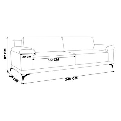 Sofá 240cm Decorativo Sala de Estar Agostino PU Sintético Marrom - Gran Belo