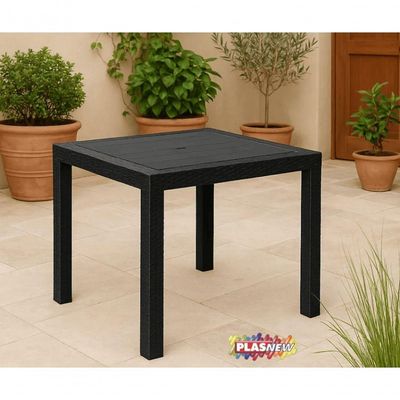 Mesa Quadrada Rattan Montavel Preta Plastico Plasnew