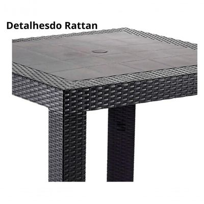 Mesa Quadrada Rattan Montavel Preta Plastico Plasnew