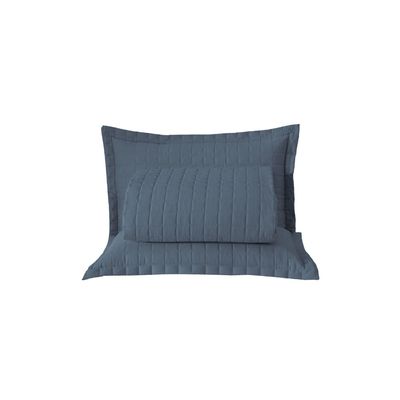 Kit Cobre Leito Colcha Unique Casal King 3 Peças Matelado Percal 300 Fios - Azul
