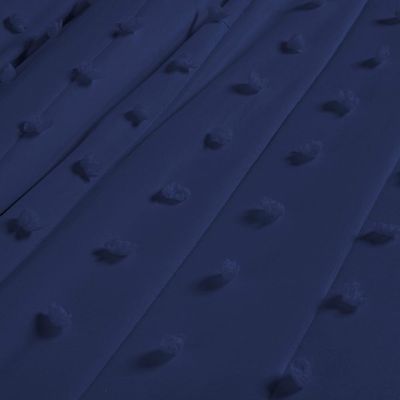 Kit Cobre Leito Colcha Sofist King 3 Peças MicroPercal 300 Fios Detalhado Bolinhas - Azul Marinho