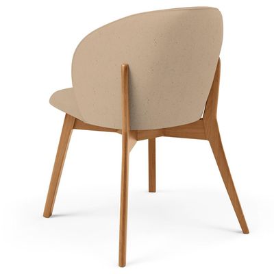 Cadeira de Jantar e Estar Living Estofada Mia L02 Linho Bege Escuro - Lyam Decor