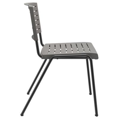 Kit 02 Cadeiras Empilhável Fixa Escritório Multiuso Base Preta Kimi P03 Basalto - Lyam Decor