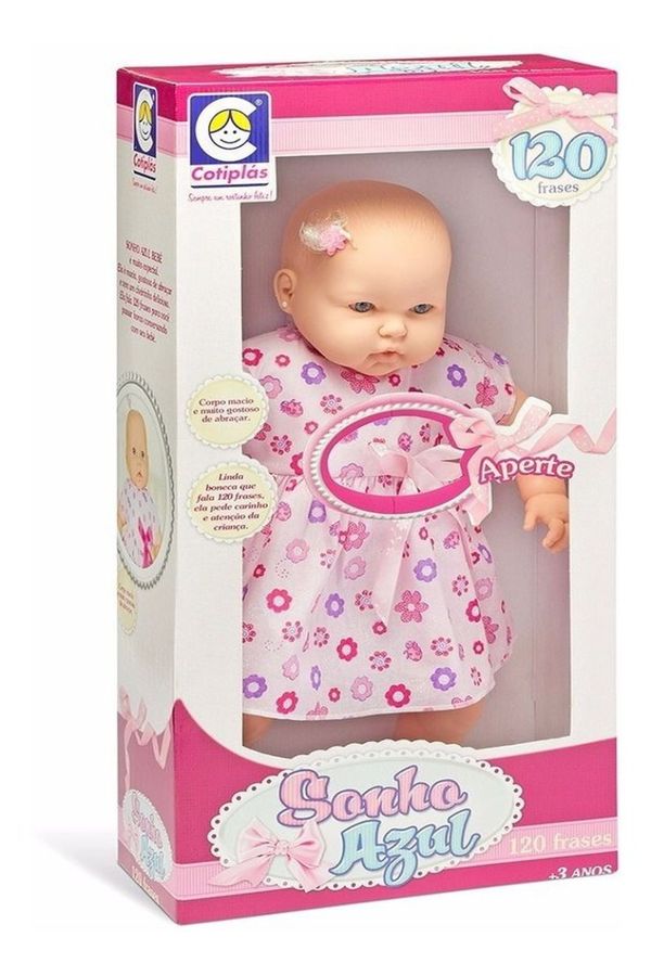 Boneca Bebê Sonho Azul Brincando Com As Frases Cotiplás - 2072