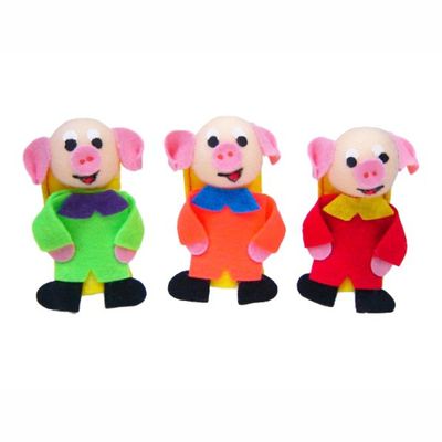 Boneca Dupla Face - Porquinha/Lobo e os 3 porquinhos (dedoches) Multicolorido - 100% Artesanal