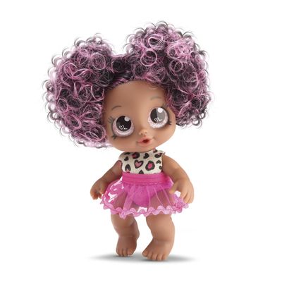 Boneca Rainbow Baby Fashion Negra Cabelo Rosa 859 - Bambola
