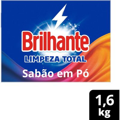 Sabão Em Pó Brilhante Limpeza Total Roupas Brancas e Coloridas 1,6 Kg