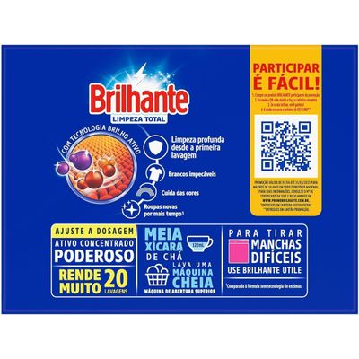 Sabão Em Pó Brilhante Limpeza Total Roupas Brancas e Coloridas 1,6 Kg