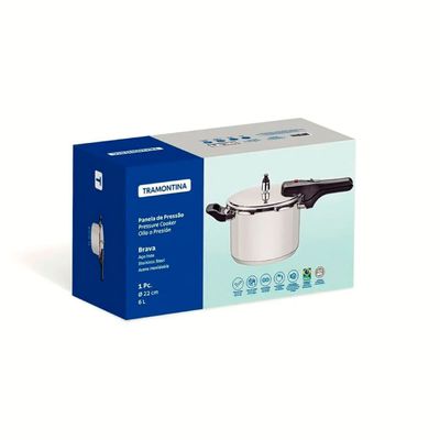 Panela de Pressão Tramontina Brava em Aço Inox com Fundo Triplo 22 cm 6 L