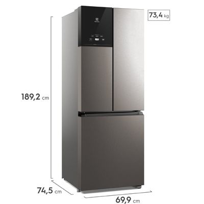 Geladeira Electrolux Frost Free Inverter 480L Efficient AutoSense 3 Portas Inox Look (IM7S) 220V