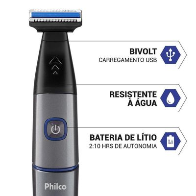 Aparador de Pelos Philco Bivolt 7 Acessórios USB PAP02 Bivolt