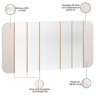 Espelho Decorativo Para Sala de Jantar 152cm Verbena N01 Off White Ypê - Lyam Decor