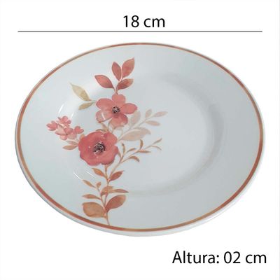 Prato Sobremesa de Cerâmica Estampa Donna Chá Das 5 18cm 6 Unidades - Biona 140513