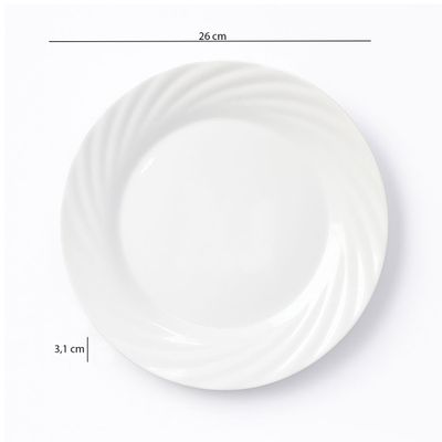 Prato Raso de Vidro Opaline Jasmim 26cm 12 Unidades - Nadir 5542