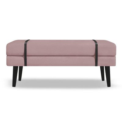 Banco Estofado Viena 1,40m Suede Rose - Inova Decorações