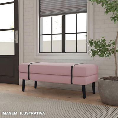 Banco Estofado Viena 1,40m Suede Rose - Inova Decorações