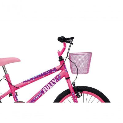 Bicicleta Jully Aro 20 Aero Freios V-brake Cestinha Rosa