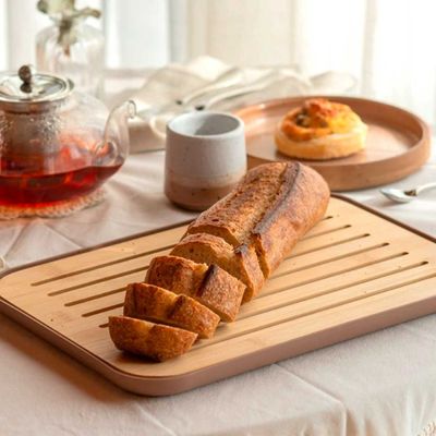 Tabua Migalheira Bambu Marrom Bandeja Mesa Paes 33cm