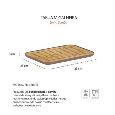 Tabua Migalheira Bambu Marrom Bandeja Mesa Paes 33cm