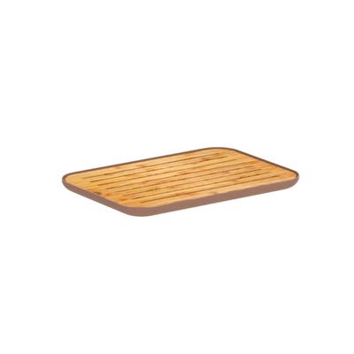 Tabua Migalheira Bambu Marrom Bandeja Mesa Paes 33cm