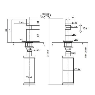 DOSADOR DE SABÃO LIQUIDO FRANKE ACO INOX ESCOVADO QUADRADO (REF.13320)