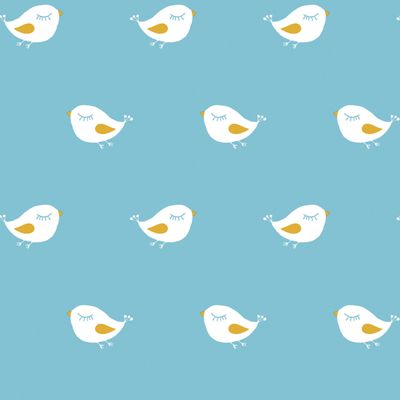 Papel de Parede Fofura Baby Pássaros Fundo Azul FF4005