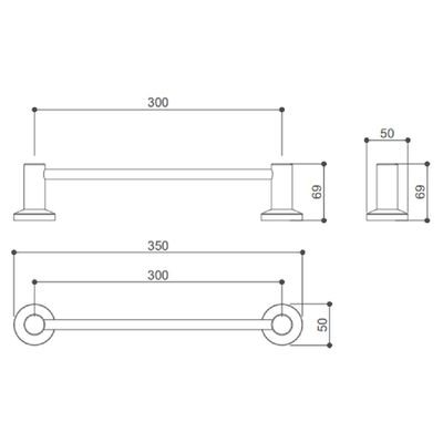 TOALHEIRO DROP DE PAREDE 30CM EM AÇO INOX BLACK MATTE DPACE9512