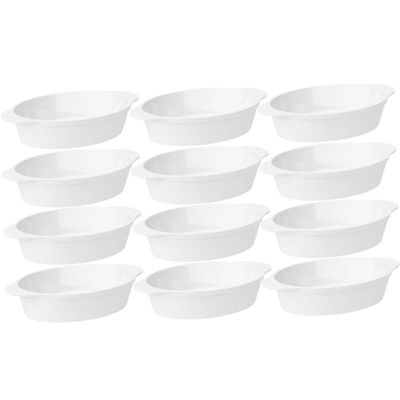 Conjunto 12 Travessas Servir 550ml Branca Saladeira Plástico Coza Uno Cozinha Restaurante Buffet