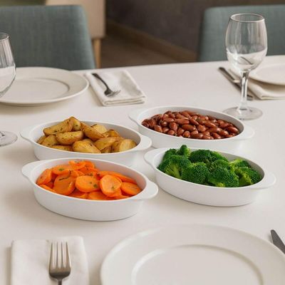 Conjunto 12 Travessas Servir 550ml Branca Saladeira Plástico Coza Uno Cozinha Restaurante Buffet