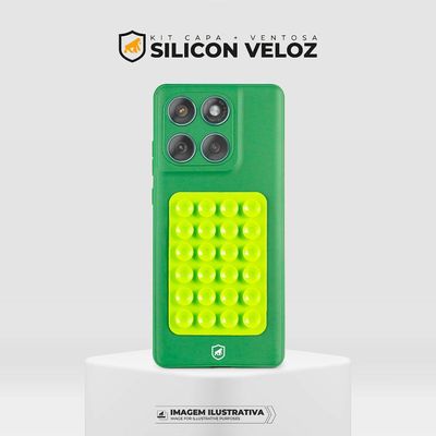 Kit Capa Silicon Veloz para Realme C67 +  Ventosa - Verde - Gshield