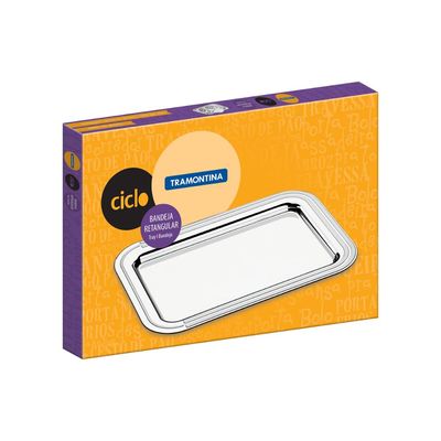 Bandeja Retangular Tramontina Ciclo em Aço Inox 42x30 cm