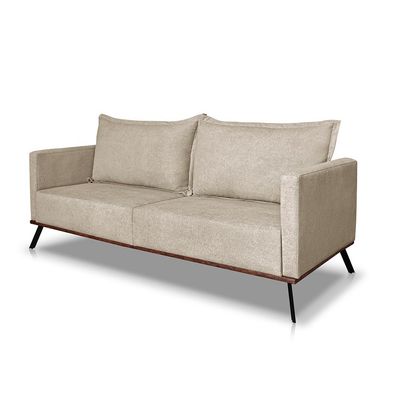 Sofá Living 2 Lugares com Pés de Ferro Almofadas Soltas 160cm Saiph Bouclê Bege G63 - Gran belo
