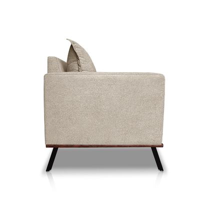Sofá Living 2 Lugares com Pés de Ferro Almofadas Soltas 180cm Saiph Bouclê Bege G63 - Gran belo