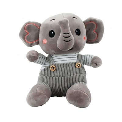 Pelúcia Elefante Sentado Suspensório Cinza 21cm