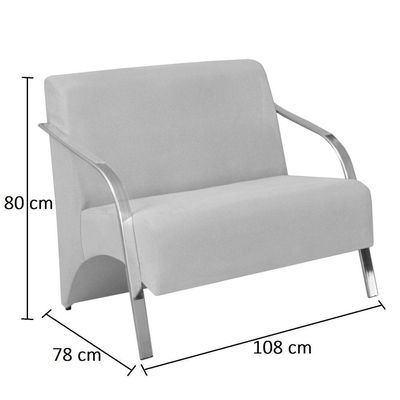 Conjunto Poltrona Vênus Braço Alumínio Dsalla Courino Branco
