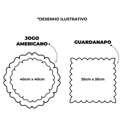 Jogo Americano Bordado 12 Peças Costela De Adão - 100% Poliéster