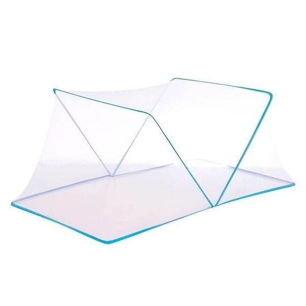 Mosquiteiro Cama Casal Queen Tenda Portátil Dobrável Prática Azul
