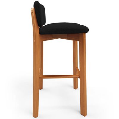 Banqueta Alta Para Cozinha Sala de Jantar Bar Dara L02 Bouclê Preto- Lyam Decor