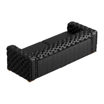 Sofá 4 Lugares Gênova 280cm Couro Preto - Gran Belo