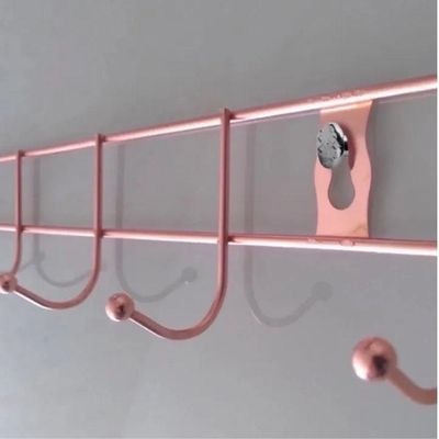 Cabideiro De Parede Rose Gold Suporte Aramado 8 Ganchos Organizador Guarda Roupas Toalhas Multiuso Utensilios Domesticos