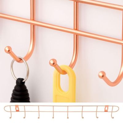 Cabideiro De Parede Rose Gold Suporte Aramado 8 Ganchos Organizador Guarda Roupas Toalhas Multiuso Utensilios Domesticos
